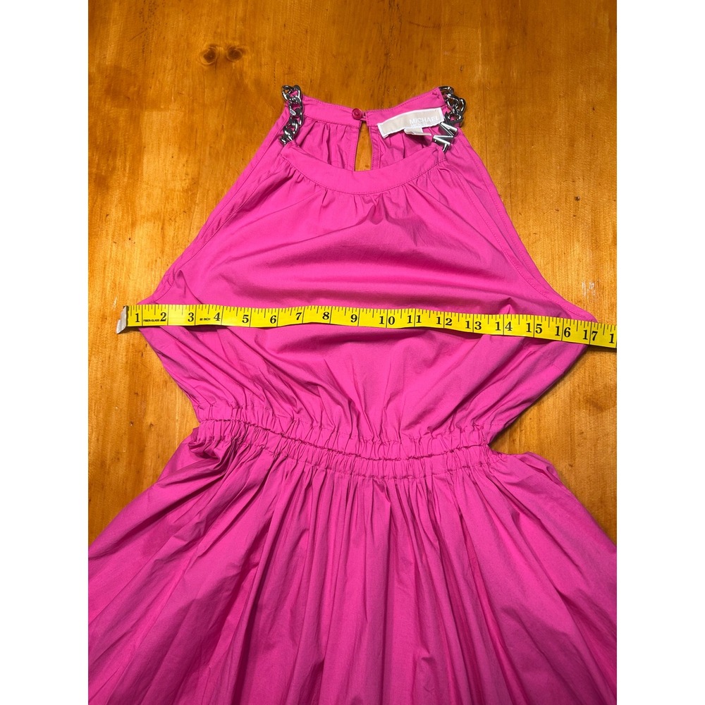 Michael Kors Pink Halter Midi Dress Chain Neck Open Back Cut Out High Low Small - Picture 7 of 11
